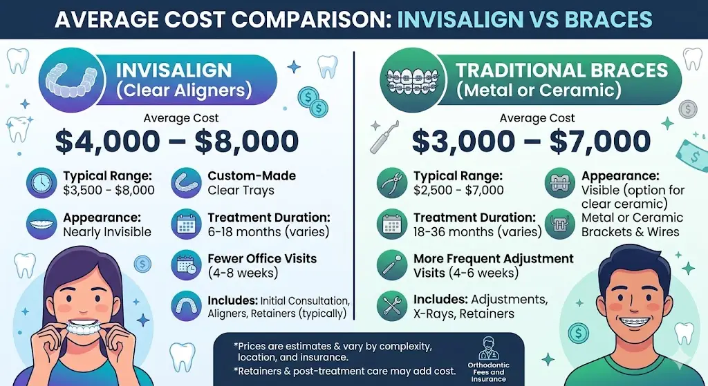 Average Cost Comparison of Invisalign vs Braces