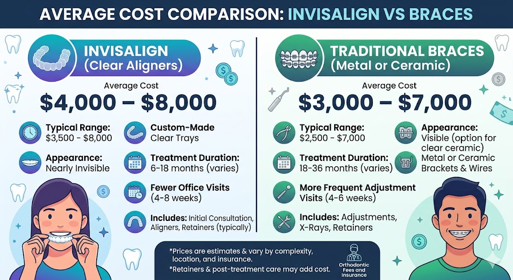 Average Cost Comparison of Invisalign vs Braces